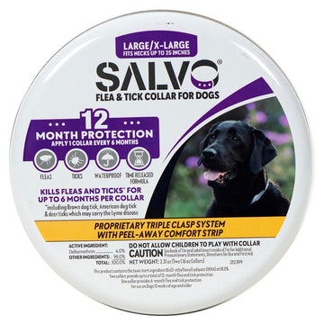 Salvo Flea and Tick Collar for Dogs - Pack of 2 for 12 Months