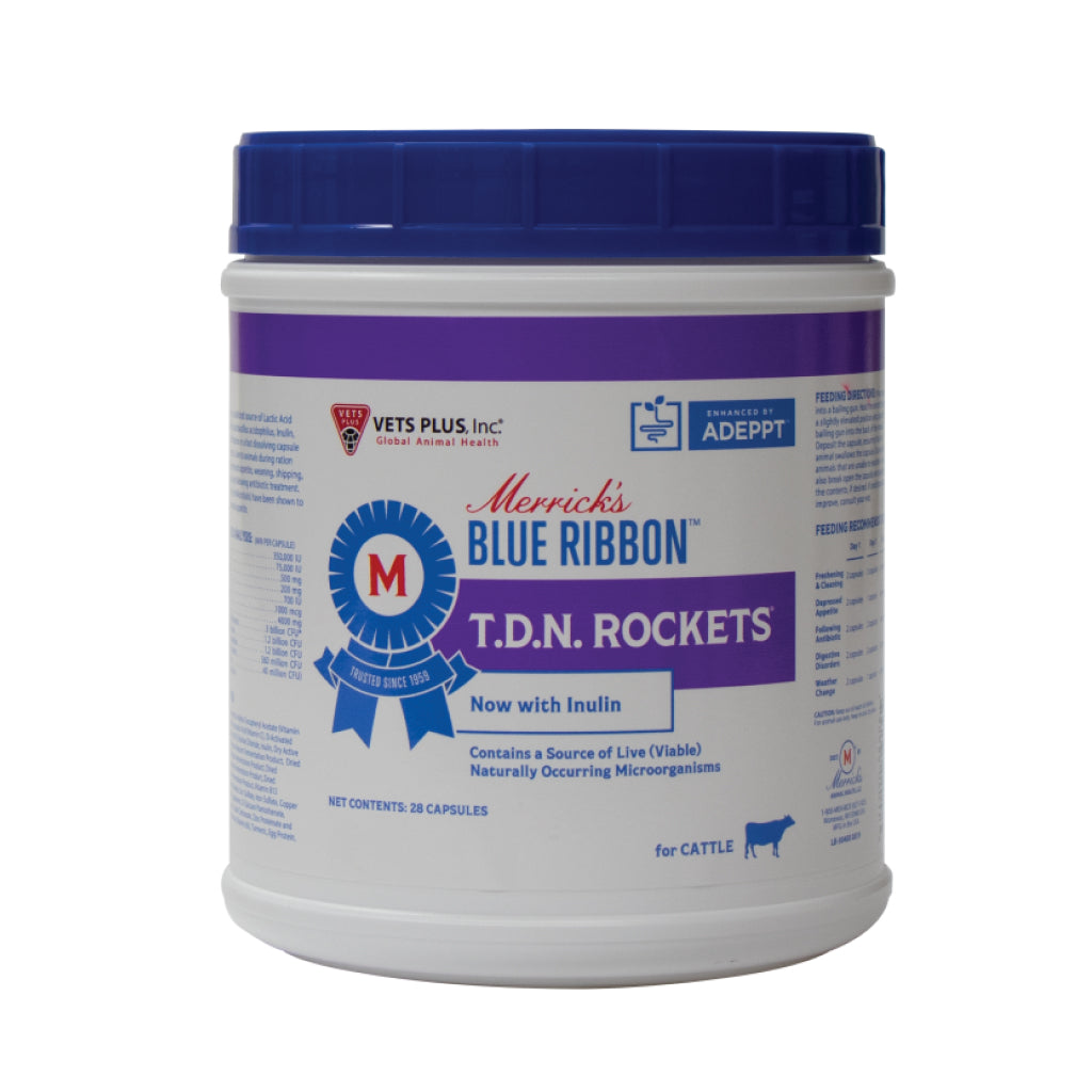 Merrick's Blue Ribbon T.D.N. Rockets Probiotic Supplement for Cattle (28 capsules)