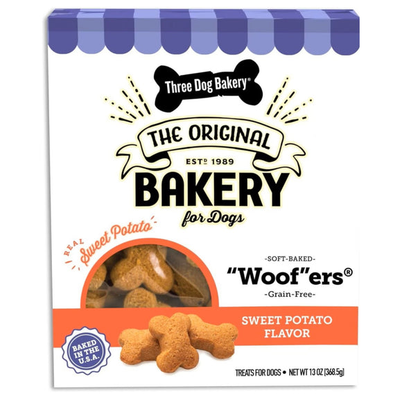 Three Dog Bakery Soft Baked Woofers Sweet Potato Treats For Dog (13 oz)
