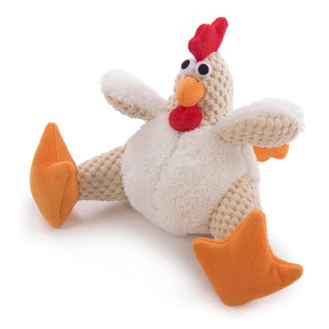 goDog Checkers Rooster with Chew Guard Technology Tough Plush Toy For Dog (White)