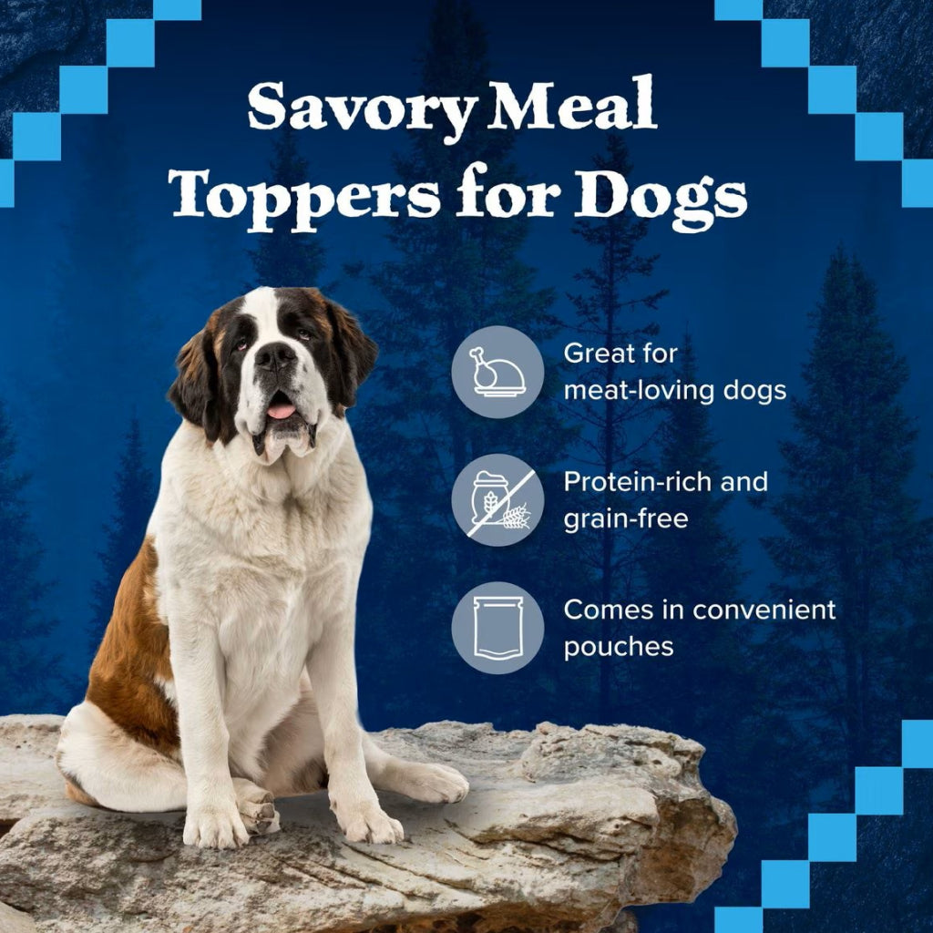 Blue Buffalo Wilderness Trail Toppers Wild Cuts Chunky Chicken Bites in Hearty Gravy Wet Food Topper For Dog (3 oz x 24 pouches)