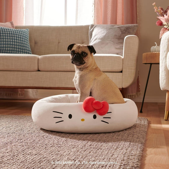 Squishmallows Plush Bolster Pet Bed -White Hello Kitty