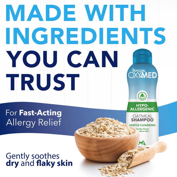 TropiClean OxyMed Hypoallergenic Oatmeal Shampoo for Dogs & Cats