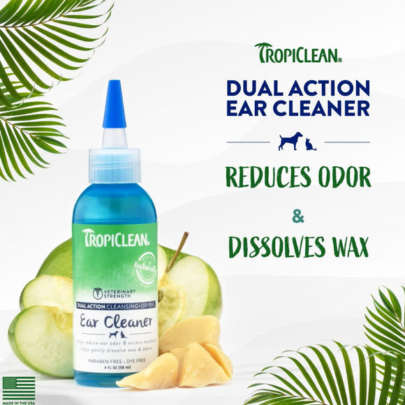 TropiClean Dual Action Ear Cleaner for Pets (4oz)