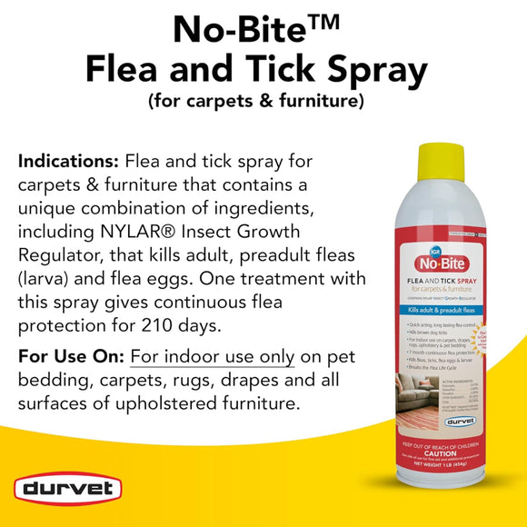 Durvet No-Bite IGR Flea & Tick Spray for Carpets & Furniture (16 oz)