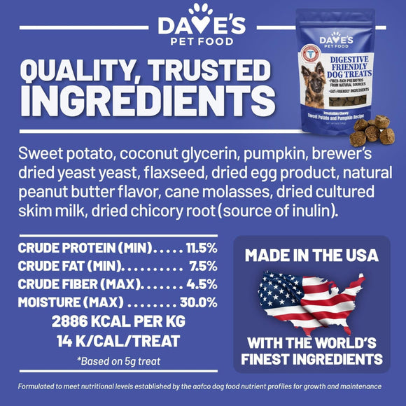 Dave's Pet Food Digestive-Friendly Sweet Potato & Pumpkin Recipe Treats For Dog  (5 oz)