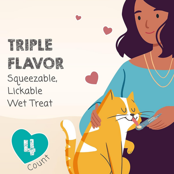 Meowee! Savory Spoonables with Tuna, Chicken & Duck Lickable Treat For Cat (4 tubes)