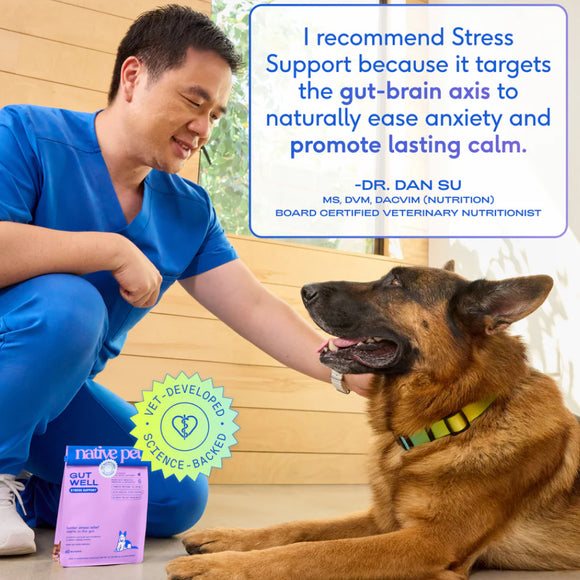 Native Pet Gutwell Stress Support, Stress Relief & Calming Supplement for Dogs (60 scoops)