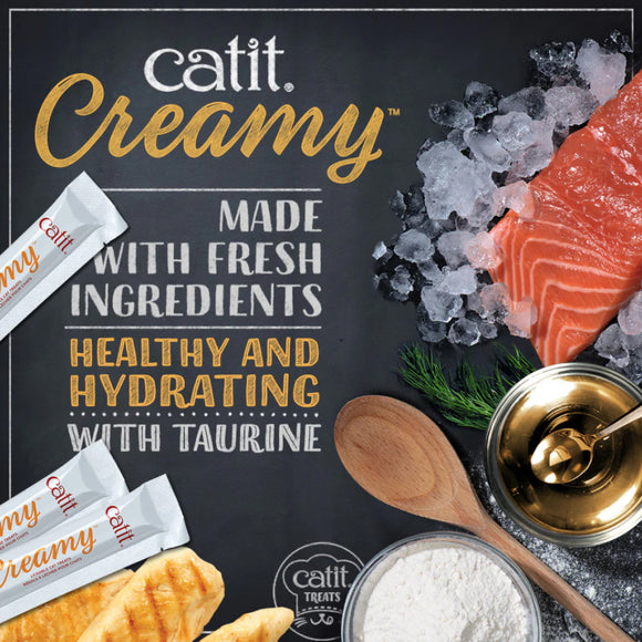 Catit Creamy Superfood Salmon Recipe with Quinoa & Spirulina Lickable Treats For Cat (4 tubes)