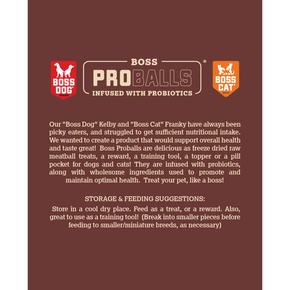 Boss Dog Proballs Freeze Dried Raw Pork Meatballs with Probiotics Treats for Dogs & Cats