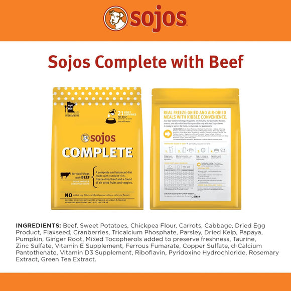 Sojos Complete Beef Recipe Freeze-Dried Adult Food For Dog