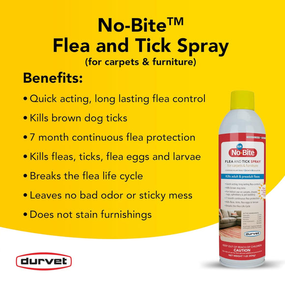 Durvet No-Bite IGR Flea & Tick Spray for Carpets & Furniture (16 oz)