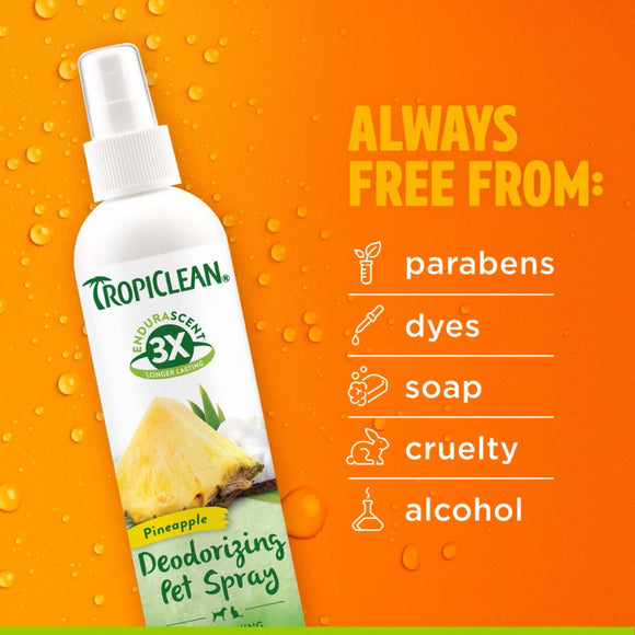 TropiClean EnduraScent Pineapple Deodorizing Pet Spray For Dog Cat (8 oz)
