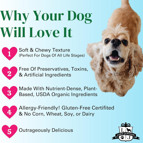 Lord Jameson Daily Greens Organic Spinach & Chia Seeds Soft & Chewy Treats For Dog