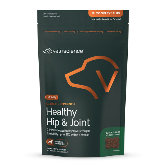 Ultimate Strength Healthy Hip & Joint Chews for Dogs Bacon Flavor
