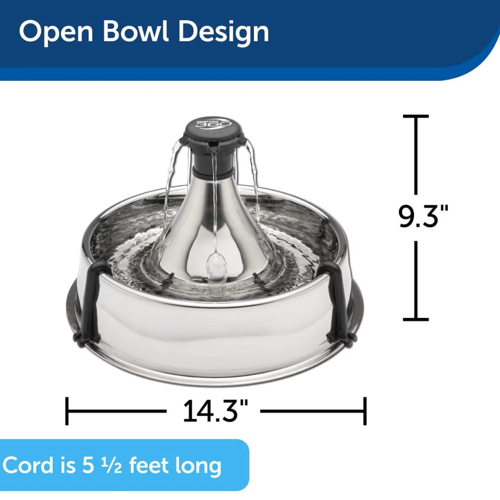 Drinkwell Stainless Steel 360 Water Fountain For Dogs & Cats (128 oz)