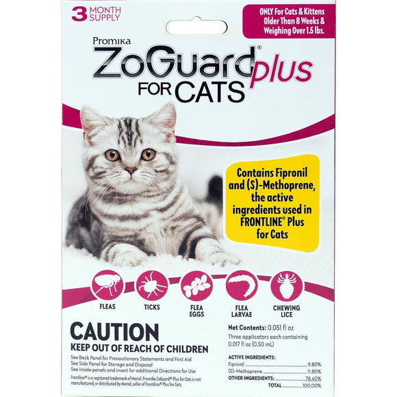ZoGuard Plus Topical Flea & Tick Prevention for Cats Over 1.5 lbs
