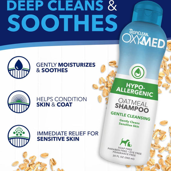 TropiClean OxyMed Hypoallergenic Oatmeal Shampoo for Dogs & Cats