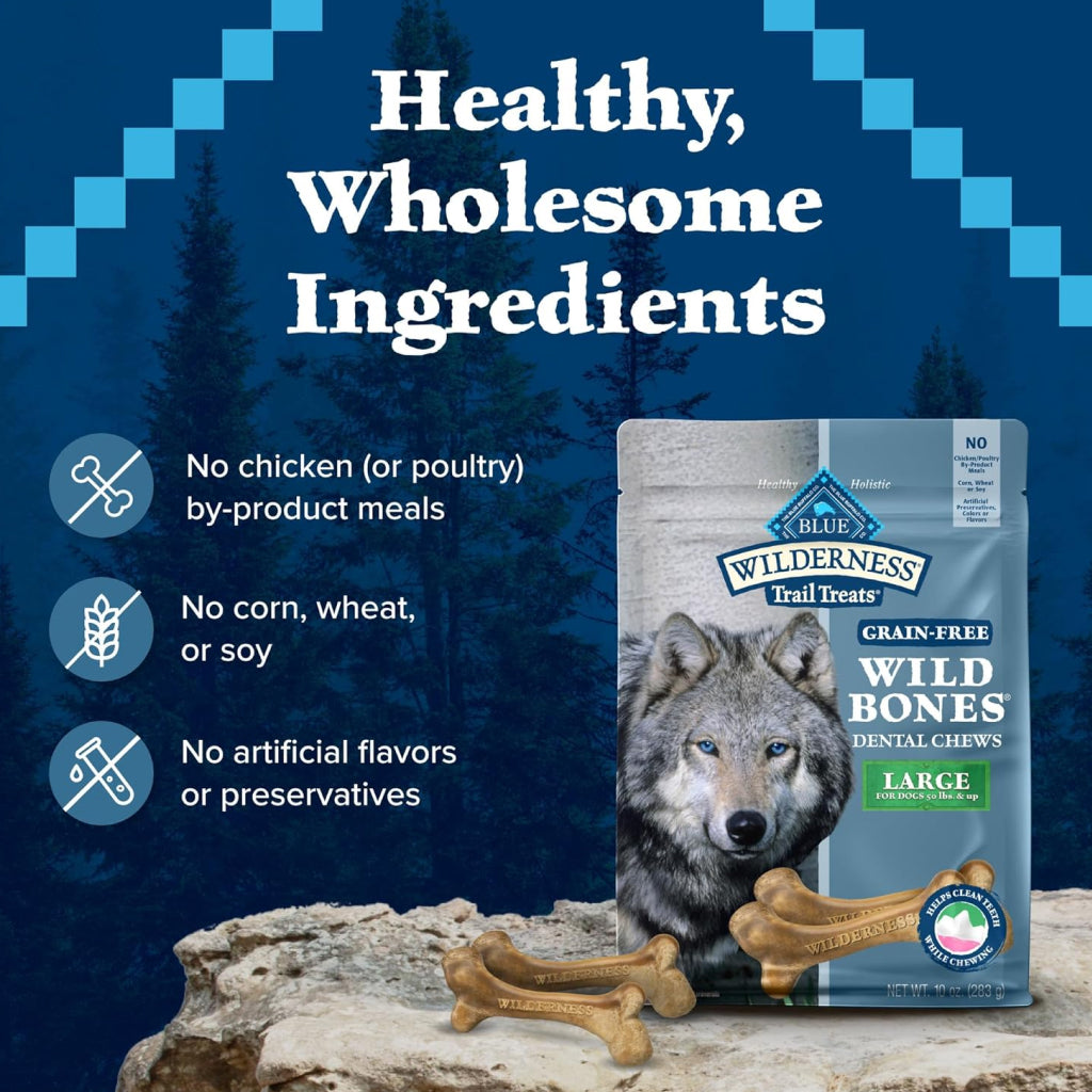 Blue Buffalo Wilderness Wild Bones Dental Treats For Large Dog (10 oz)