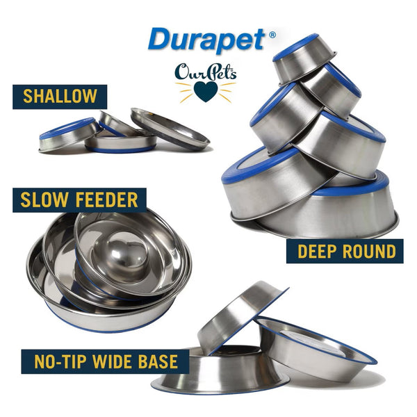 OurPets Premium Stainless Steel Rubber-Bonded Bowl For Dog