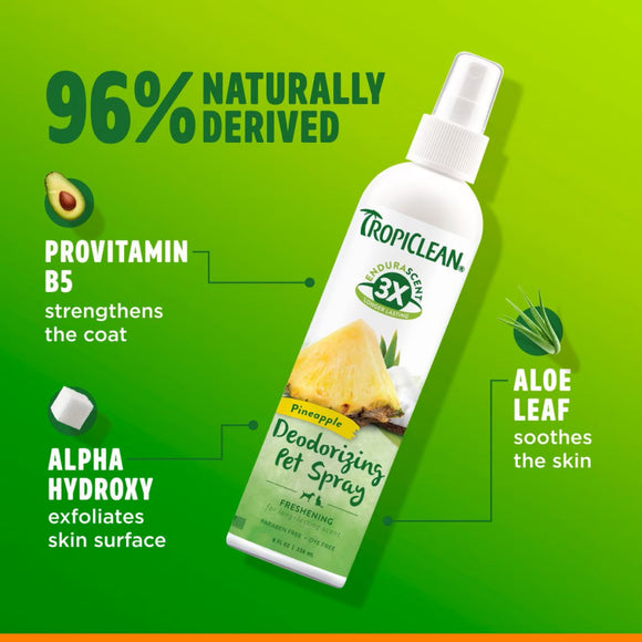TropiClean EnduraScent Pineapple Deodorizing Pet Spray For Dog Cat (8 oz)