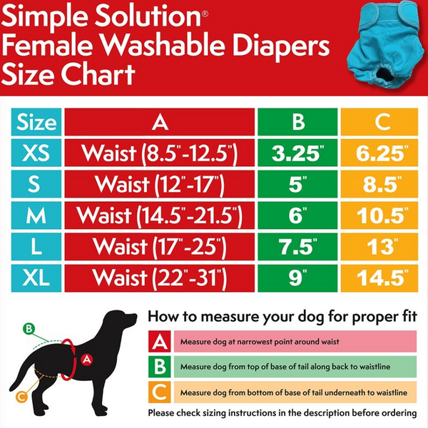 Simple Solution Washable Female Dog Diaper for Large Dogs