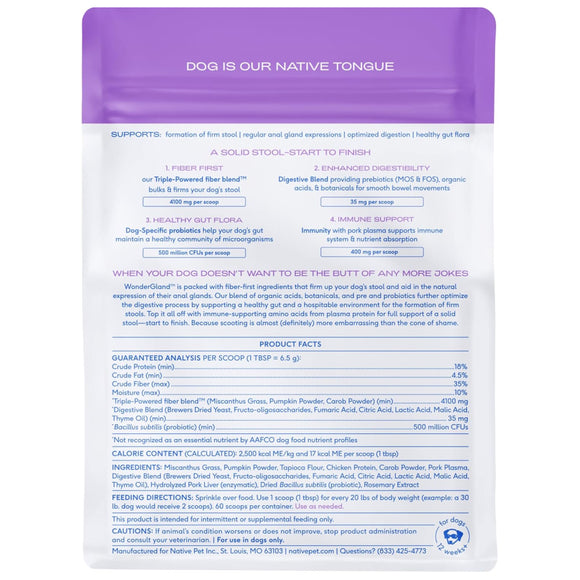 Native Pet Wondergland Anal Gland Support Supplement for Dogs