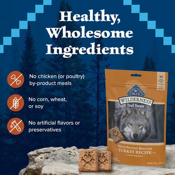 Blue Buffalo Wilderness Trail Treats Turkey Biscuits for Dogs (10 oz)