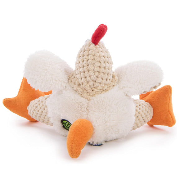 goDog Checkers Rooster with Chew Guard Technology Tough Plush Toy For Dog (White)