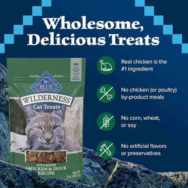 Blue Buffalo Wilderness Chicken & Duck Moist Treats For Cat (2 oz)