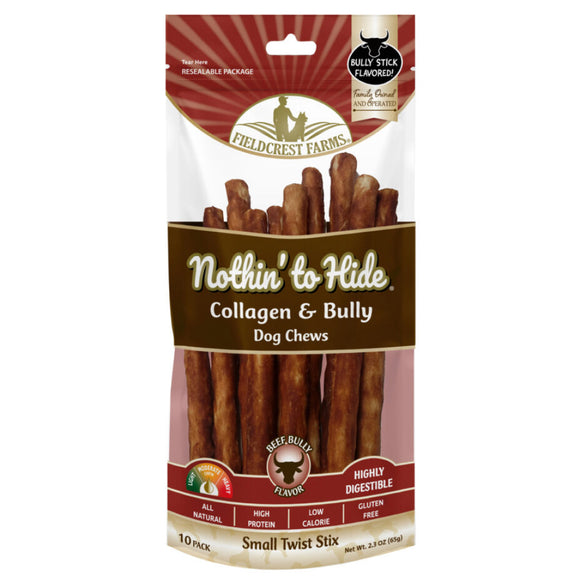 Fieldcrest Farms Nothin' to Hide Collagen & Bully Twist Sticks (10 pack)