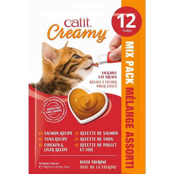 Catit Creamy Assorted Flavor Lickable Treats For Cat (12 tubes)