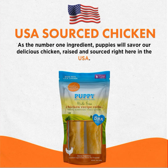 Canine Naturals Hide Free PUPPY Chicken Recipe Rolls Treats (2 Large Rolls) For Dog