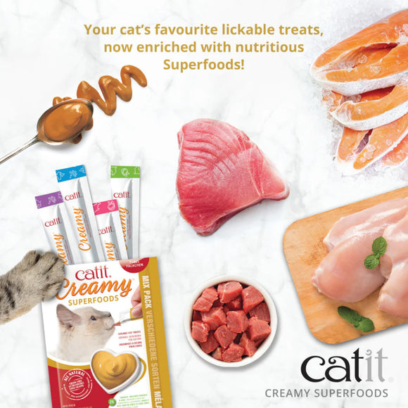 Catit Creamy Superfood Chicken Recipe with Coconut & Kale Lickable Treats for Cats