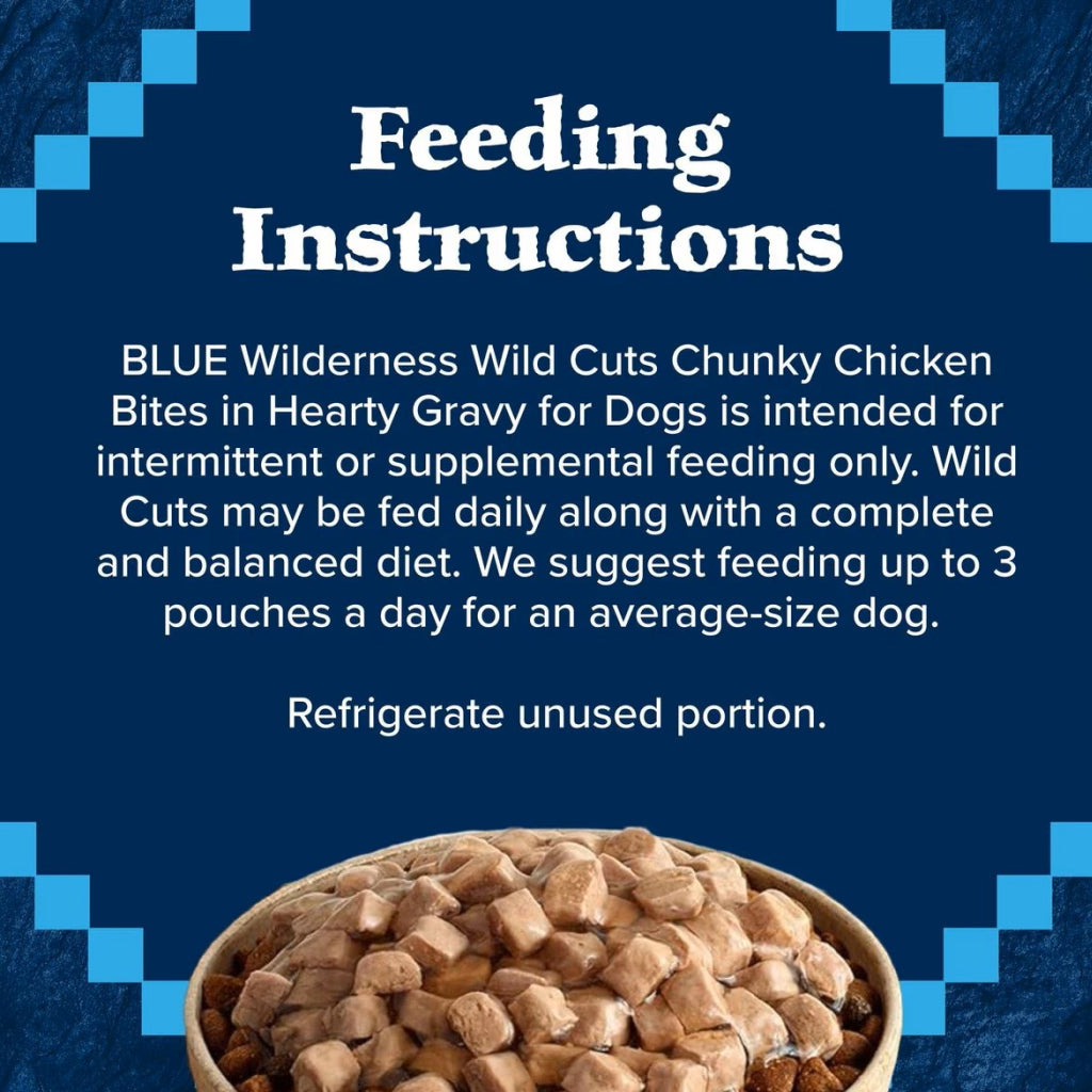 Blue Buffalo Wilderness Trail Toppers Wild Cuts Chunky Chicken Bites in Hearty Gravy Wet Food Topper For Dog (3 oz x 24 pouches)