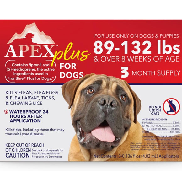 Apex Plus Topical Flea & Tick Prevention for Dogs 89-132 lbs (3 doses)