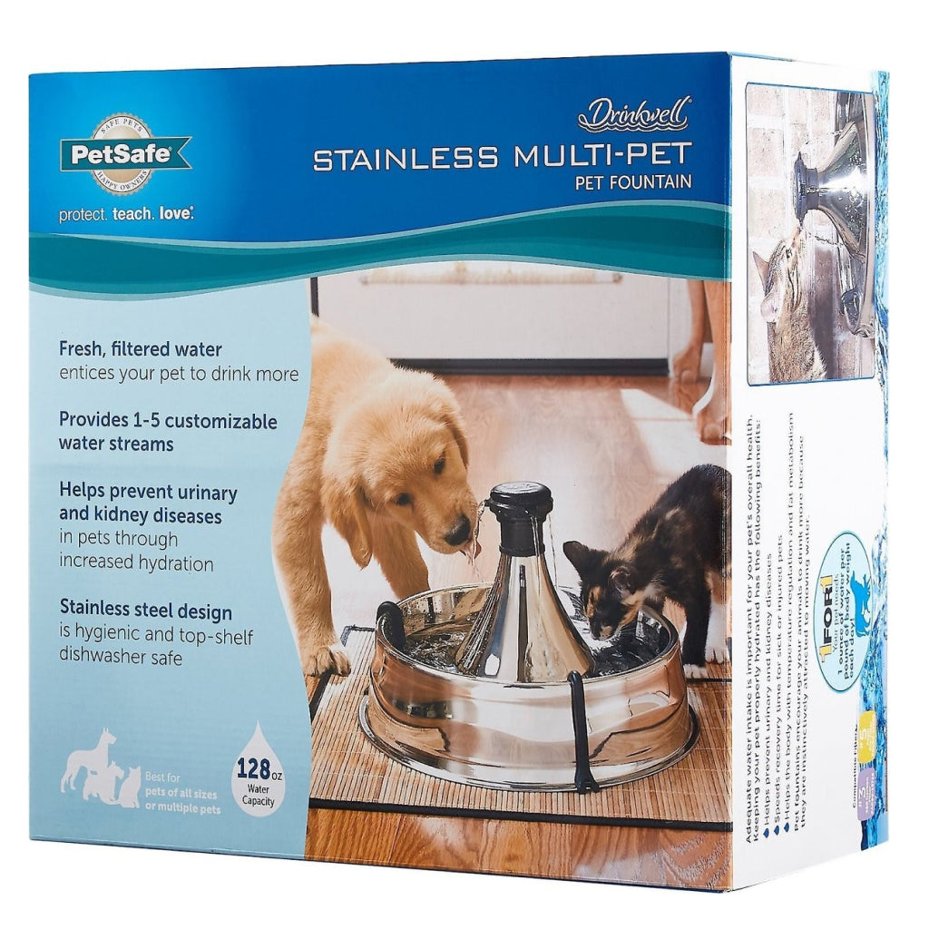 Drinkwell Stainless Steel 360 Water Fountain For Dogs & Cats (128 oz)