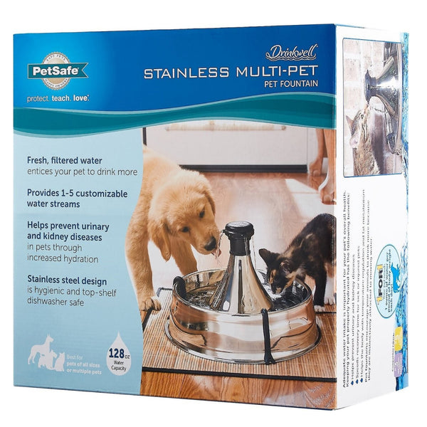 Drinkwell Stainless Steel 360 Water Fountain For Dogs & Cats (128 oz)