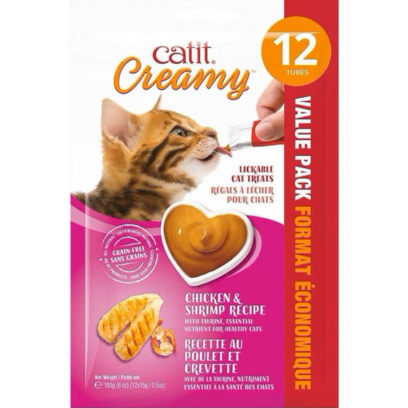 Catit Creamy Chicken & Shrimp Flavor Lickable Treats For Cat