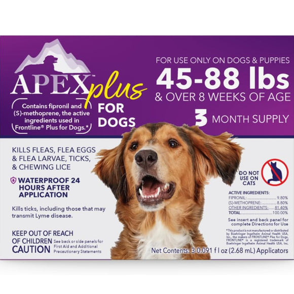 Apex Plus Topical Flea & Tick Prevention for Dogs 45-88 lbs (3 doses)