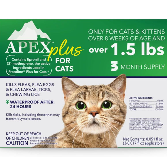 Apex Plus Topical Flea & Tick Prevention for Cats over 1.5 lbs (3 doses)