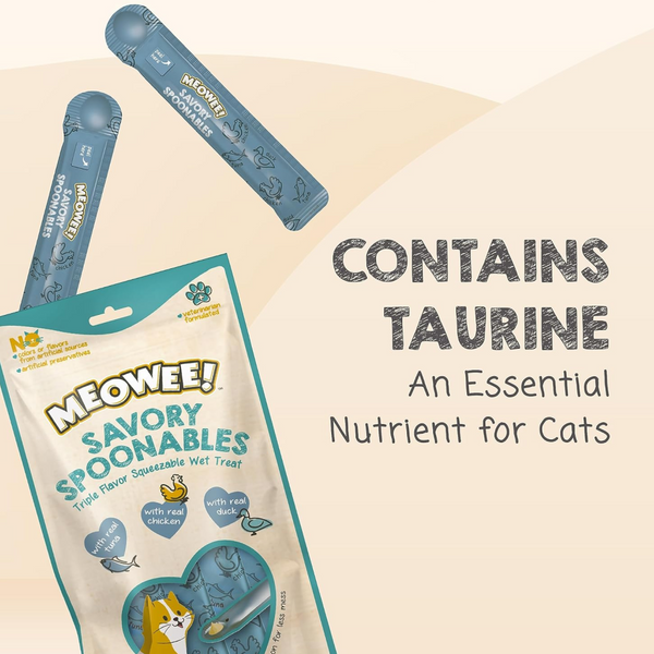 Meowee! Savory Spoonables with Tuna, Chicken & Duck Lickable Treat For Cat (4 tubes)