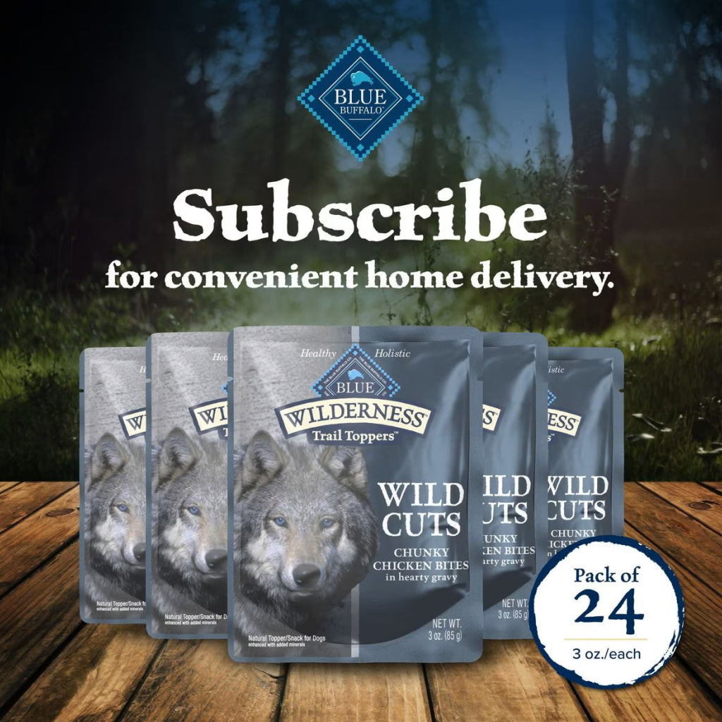 Blue Buffalo Wilderness Trail Toppers Wild Cuts Chunky Chicken Bites in Hearty Gravy Wet Food Topper For Dog (3 oz x 24 pouches)