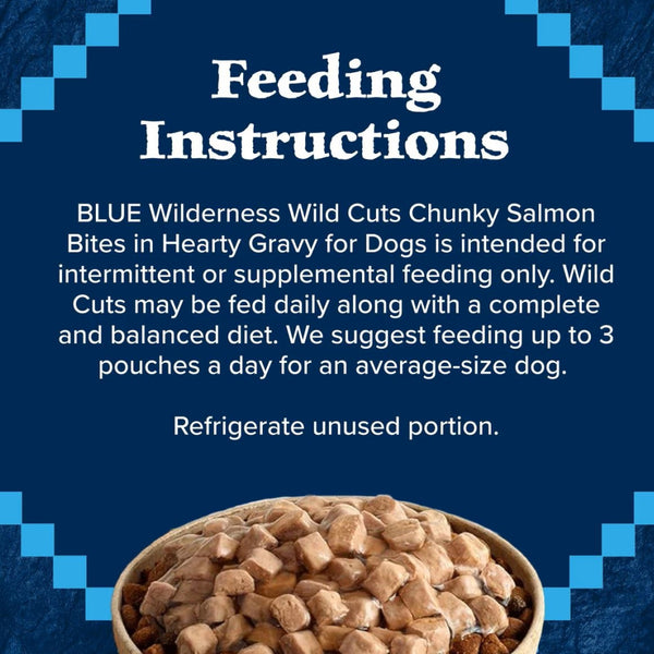 Blue Buffalo Wilderness Trail Toppers Wild Cuts Chunky Salmon Bites in Hearty Gravy Wet Food Topper For Dog (3 oz x 24 pouches)