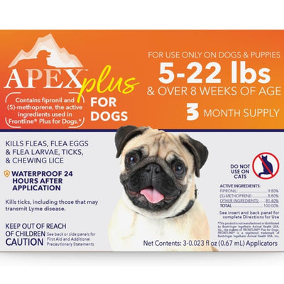 Apex Plus Topical Flea & Tick Prevention for Dogs 5-22 lbs (3 doses)