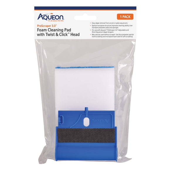 Aqueon ProScraper 3.0 Foam Cleaning Pad w/  Twist & Click Head