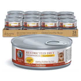 Dave's Pet Food Restricted Diet Phosphorus Chicken Liver & Chicken in Juice Wet Cat Food (5.5 oz, case of 24 cans)