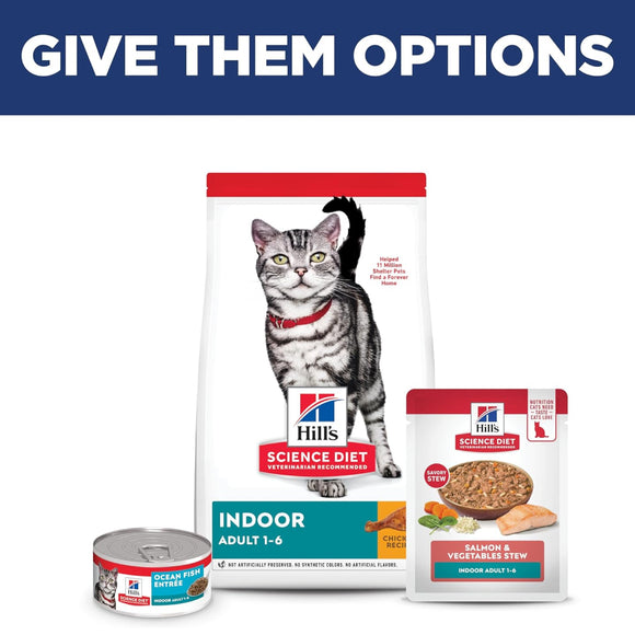 Hill's Science Diet Indoor Adult Salmon & Vegetables Stew Wet Food For Cat (2.8 oz x 24 pouches)