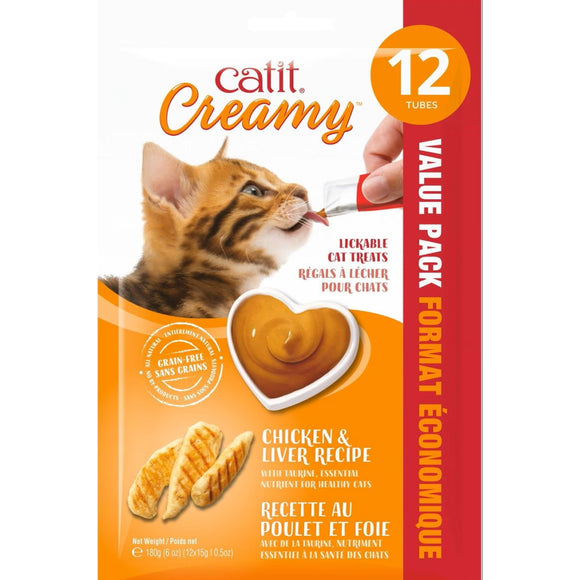 Catit Creamy Chicken & Chicken Liver Flavor Lickable Treats For Cat