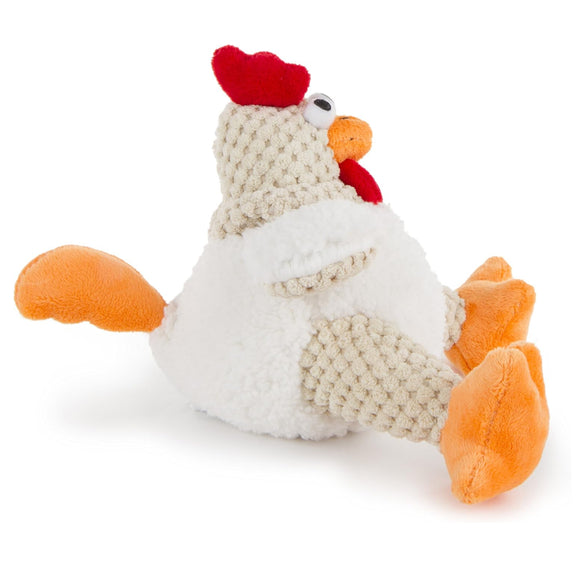 goDog Checkers Rooster with Chew Guard Technology Tough Plush Toy For Dog (White)